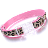 Mile High Life Dog Collar, Harness and Leash | Leopard Design | Perfect Accessory for Walking Your Dog Medium Neck 13"-17" Pink