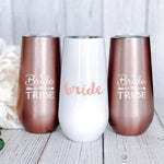 Bride to Be Champagne Flute | 6 oz Bride Tribe Stainless Steel Wine Tumblers | Bridal Shower Gift, Bridesmaid Proposal Box, Bachelorette Party Supplies | Bridal Party Rose Gold Cups & Bridesmaid Cups 6 Count (Pack of 1) Bride Tribe (Set of 6)