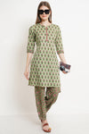 COTLAND Fashions Jaipuri Cotton Straight Kurta and Afghani Salwar (Set) for Women 34 Bustling Buttons