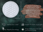 Selenite Crystal Charging Plate For Crystals And Healing Stones, 4.5" Selenite Crystal Plate Engraved Flower of Life Coaster For Home Office Table Decor (Selenite Round Disc)