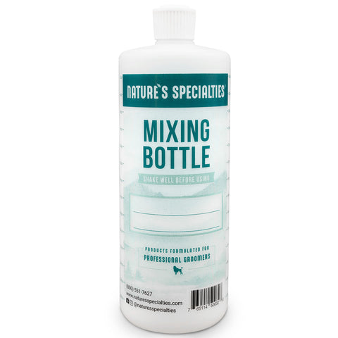 Nature's Specialties Mixing Bottle for Concentrated Dog Shampoo, Natural Choice for Professional Pet Groomers, Easy to Read Measurements, Made in USA, 32oz