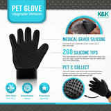 KENNELS & KATS Pet Grooming Gloves | Deshedding Glove for Easy, Mess-Free Grooming | Grooming Mitt for Dogs, Cats, Rabbits & Horses with Long/Short/Curly Hair | Pet Hair Gloves for Pet Hair Removal Single - One Size Fits All Black