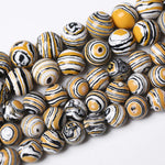 60pcs 6mm Natural Yellow Malachite Beads Round Loose Beads for Jewelry Making DIY Bracelets Necklace Crystal Energy Healing Power Stone (6mm, Yellow Black Malachite)