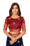 Amazon Brand - Anarva Women's Kanjivaram Silk Cotton Silk Blend Saree With Blouse Piece