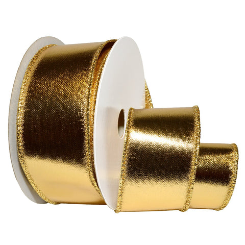 Morex Wired Lamè Ribbon, Wired Metallic, 2.5 inch by 10 Yards, Gold 2.5" X 10 YD
