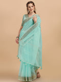 DUNGRANI Women's Linen Saree With Blouse Piece