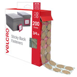 VELCRO Brand Sticky Back Dots | 200 Pk, Beige | 3/4" Circles | Perfect for Classroom, Home or Office | Adhesive Backed Round Hook and Loop Strips, 90140