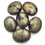 Pyrite Palm Stone - Pocket Massage Worry Stone for Natural Body Chakra Balancing, Reiki Healing and Crystal Grid Pyrite (Large)