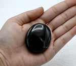 Black Agate Palm Stone - Pocket Massage Worry Stone for Natural Body Chakra Balancing, Reiki Healing and Crystal Grid Black Agate