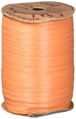 Berwick Craft Matte 1/4'' Wide Raffia Ribbon, Orange, 100 Yards 7MM