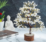 Clear Quartz Crystal Tree of Life - Chakra Tree for Positive Energy, Feng Shui Decor - Gemstone Money Bonsai Tree, Good Luck Healing Crystals - Meditation Stones, Spiritual Unique Gift 10-12" Clear Quartz (Golden Wire)