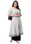 Yash Gallery Women's Plus Size Plus Size Cotton Slub Checks Printed Anarkali Kurta for Women