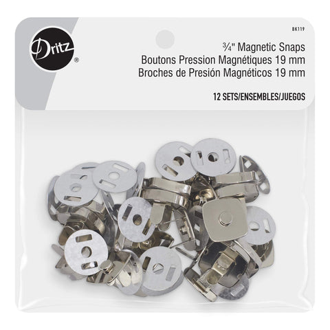 Dritz Square Magnetic Snaps 3/4in Nickel Fasteners, 3/4", 12 Sets