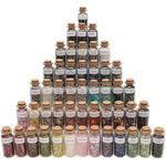 Consine Witchcraft Supplies, A Set of 49 Different Gemstones Crystals in Glass Bottles, Crystal Chip Natural Reiki Healing Stones, Random Stuff Witch Crystals for Meditation Therapy and Witchy Decor 49 PCS