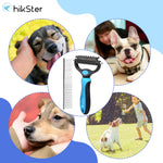 Hikster Undercoat Rake for Dogs & Cats with Pet Comb, Pet Grooming Brush, Double-Sided Dog Deshedding Tool Removes Knots & Tangled Hair, Dematting Comb for Dogs with Dog Comb for Grooming
