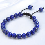 Massive Beads Natural Healing Power Gemstone Crystal Beads Unisex Adjustable Macrame Bracelets 8mm Lapis