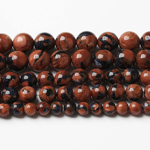 60pcs 6mm Starry Bicolor Sandstone Beads Natural Round Loose Spacer Beads for Jewelry Making DIY Bracelets Crystal Energy Healing Power Stone