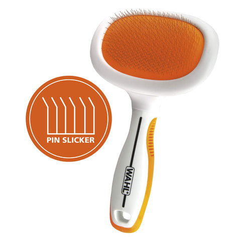 WAHL Premium Large Pet Slicker Brush with Ergronomic Rubber Grips for Comfortable Brushing of Dogs and Cats - Model 858407