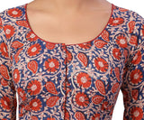 Studio Shringaar Women's Plus Size Kalamkari Printed Pure Cotton with Elbow Length Sleeves Saree Blouse