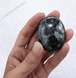 Larvikite Palm Stone - Hot Massage Worry Stone for Natural Body Chakra Balancing, Reiki Healing and Crystal Grid Larvikite