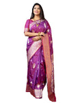 SGF11- Women's Kanjivaram Pure Soft Silk Handloom Saree Pure Golden Zari With Blouse Piece