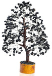 Black Tourmaline Gemstone Tree of Life - Crystal Tree for Positive Energy, Handmade Chakra Tree, Feng Shui Decor - Good Luck Gem Bonsai, Money Tree, Wealth & Prosperity, Spiritual Mystical Gift Black (Silver Wire)