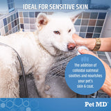Pet MD Bright Whitening Shampoo for Dogs & Cats - Tearless Protein Enriched Shampoo w/ Oatmeal for Brightening White & Light Colored Coats - Cleans, Adds Luster, & Controls Matting & Tangling - 12 oz