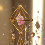 Amethyst Crystal Suncatcher - Hanging Gold Plated Garden Sun Catcher for Windows, Healing Amethyst Crystal Decor for Home, Gift for Christmas Birthday Valentine Mothers Day