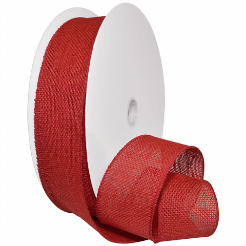 Morex Ribbon Burlap Wired Ribbon, 2.5" x 50 Yd, Rose Red