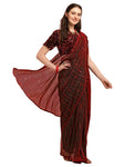 Amrutam Fab Women's Embellished Net Pink Saree with unstitched Sequences velvet Blouse Piece