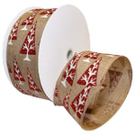 Morex Ribbon Linen Trees Wired Polyester Ribbon, 2-1/2 inches by 100 Feet, Metallic Red, 7460.60/33-609 2.5" x 33 Yd