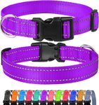 FunTags Reflective Dog Collar, Sturdy Nylon Collars for Small Girl and Boy Dogs, Adjustable Dog Collar with Quick Release Buckle, Purple Small (Pack of 1)