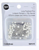 Dritz 68-9 Pearlized Pins, Long, White, 1-1/2-Inch (100-Count)