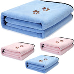 4 Pack Dog Towels for Drying Dogs Microfiber Dog Towel Soft Absorbent Pet Bath Towel Dog Drying Grooming Towel with Embroidered Paw for Pet Dogs Cats Bathing and Grooming (Blue, Pink, 27.5 x 55 Inch) Blue, Pink