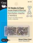 Dritz 90-3-65 Hook & Eye Closures, Nickel, Size 3 14-Count