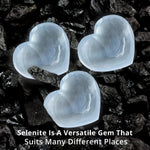 Himalayan Glow 10cm Selenite Crystal Heart Stone for Healing and Meditation, Stone-10 cm, White