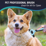 Pets First Professional Pet Brush - Grooming & Deshedding Tool for Cats & Dogs - Reduces Shedding, Dead Hair, Tangles - Detachable Stainless Steel Comb for Easy Cleaning - Soft Anti-Slip Handle