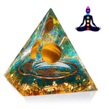 Orgonite Healing Crystal and Stone Orgone Pyramid Gold Sphere Life Tree Blance Chakras Pyramid Meditation Aids Sleep, Health Protection Positive Energy Generator to Attract Wealth Wisdom Yellow Tree