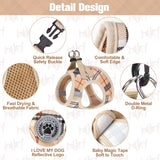 BEAUTYZOO Small Dog Harness and Leash Set,Step in No Chock No Pull Soft Mesh Dog Harnesses Reflective for Extra-Small/Small Medium Puppy Dogs and Cats, Plaid Dog Vest Harness for XS S Pets, Beige S Small(Chest Girth 14.5" - 16")