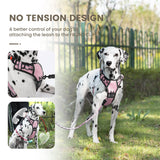 FURRYFECTION No Pull Dog Harness, Reflective Vest Harness with Leash No Choke Soft Padded Dog Vest, Adjustable Front Lead Dog Harnesses with Dog Seat Belt for Small Medium Large Dogs, Pink, M