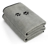 Wipela 2Pieces Microfiber Pet Bath Towel Dog Towel.Dog Towel Soft Absorbent Drying for Small Medium Large Dogs and Cats with Great for Bathing and Grooming ( 35 x 20 Inch Grey) 20" x 35"