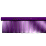 Chris Christensen 5in Face and Feet Fine/Coarse Butter Comb, Groom Like a Professional, Rounded Corners Prevent Friction and Breakage, Solid Brass Spin with Steel Teeth, Chrome Finish, Purple
