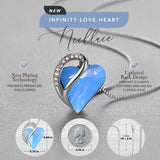 Leafael Women’s Silver Plated Infinity Love Heart Pendant Necklace with Birthstone Crystals, Jewelry Gifts for Her, 18 + 2 inch Chain, Anniversary Birthday Mother's Necklaces for Wife Mom Girlfriend 18-Communication-Owyhee Opal Blue
