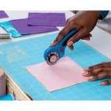 OLFA 45mm Ergonomic Rotary Cutter (RTY-2DX/PBL) - Rotary Fabric Cutter w/ Blade Cover & Squeeze Trigger for Crafts, Sewing, Quilting, Replacement Blade: OLFA RB45-1 (Pacific Blue)