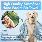 UJCLIFE Microfiber Pet Grooming Towel with Hand Pockets，Japanese Design，Japanese Quality，Super Absorbent Quick Drying Pet Bath Towel，Easy to Clean，Machine Washable Towel (Medium,31x13, Brown) Medium