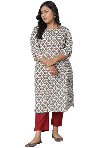 XL LOVE - By Janasya Women's Plus Size White Cotton Kurta
