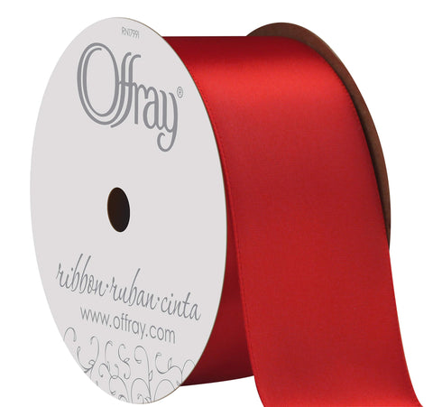 Berwick Offray 284933 1.5" Wide Double Face Satin Ribbon, Red, 3 Yds
