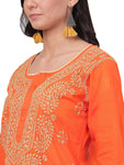 Ada Lucknowi Hand Embroidered Chikankari Straight Cotton Kurti Kurta for Women