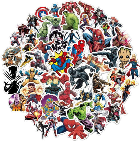 Superhero Avengers Stickers for Teens(104pcs)Comic Legends Stickers with Party Favors for Kids,Graffiti Waterproof Decals for Water Bottles Bikes Luggage Skateboard Package