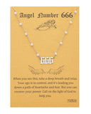 TGOLM Angel Number Necklace 18k Gold Plated Stainless Steel Faux Pearl Choker Chain Gift for Women Girl 16" 444